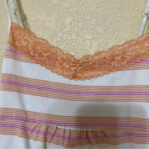 Cherokee spaghetti straps summer top White with Orange and Pink Stripes - Picture 4 of 10